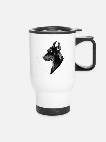 Dobermann - Thermobecher mit Tragegriff - Weiß