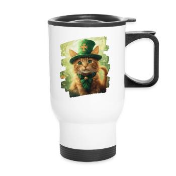 Chat de la Saint-Patrick - Tasse isotherme avec poignée - blanc - Devant