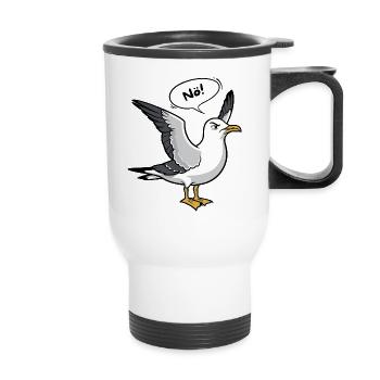« Nope » Seagull - Conception de la mer du Nord - Tasse isotherme avec poignée - blanc - Devant