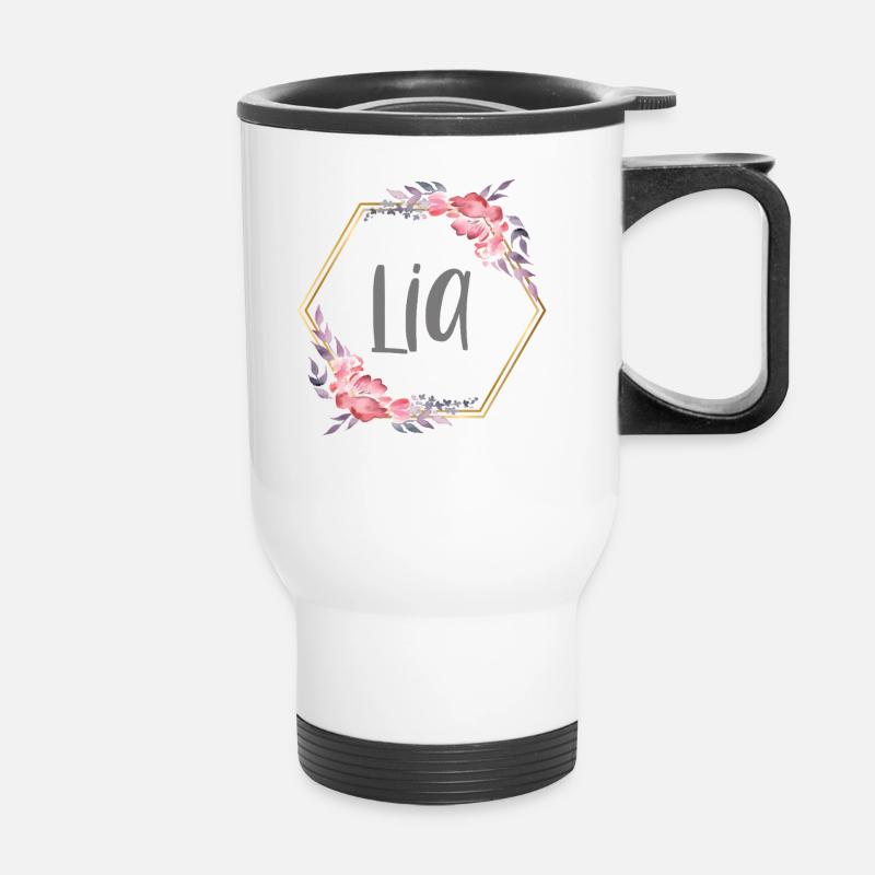 Lia Girl Name Personalized Gift - Thermal mug with handle - white