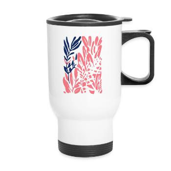 Abstract Plants: Colorful Shapes in the Matisse Style - Thermal mug with handle - white - Front