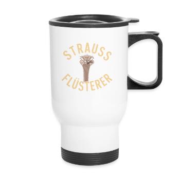 Strauss Whisperer Design pour les amoureux des animaux et - Tasse isotherme avec poignée - blanc - Devant