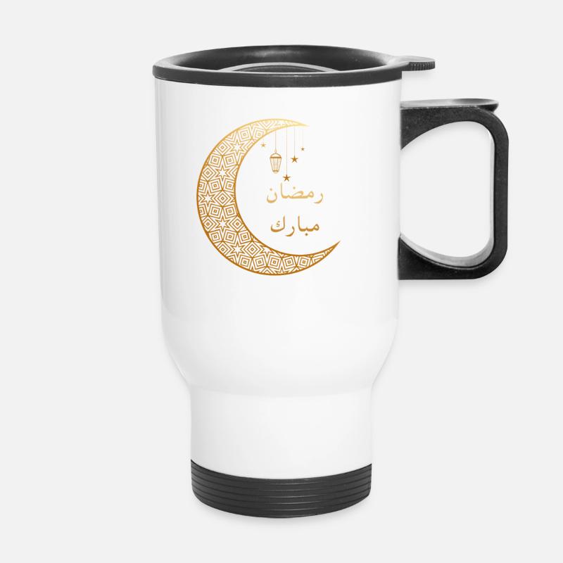 RAMADAN MUBARAK رمضان مبارك - Tasse isotherme avec poignée - blanc