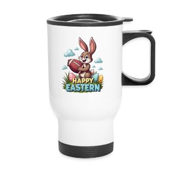 American Football Happy Eastern Easter Bunny Sports - Thermal mug with handle - white - Front