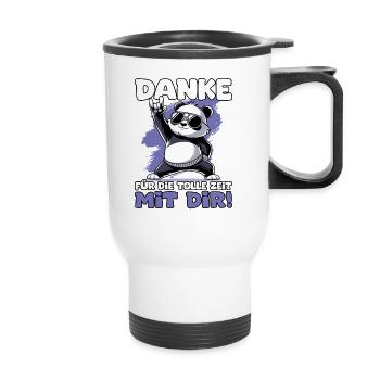 Danke für die tolle Zeit mit dir Pandabär Kollege - Thermobecher mit Tragegriff - Weiß - Vorne