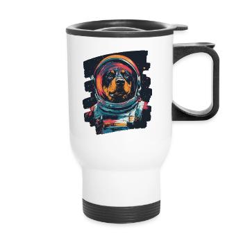 Rottweiler Astronaut - Thermobecher mit Tragegriff - Weiß - Vorne