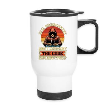 Coder Real Programmers Don't Comment Web Developer - Thermobecher mit Tragegriff - Weiß - Vorne