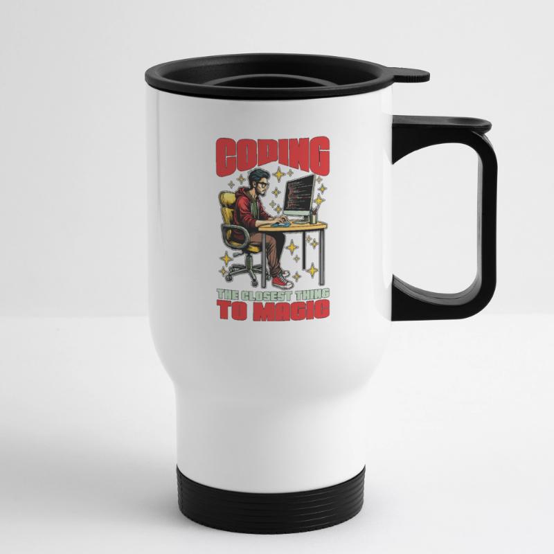 Coder Coding The Closest Thing To Magic Developer Thermobecher mit Tragegriff