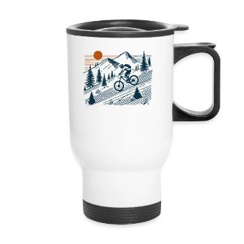 VTT Aventure Vélo Nature Rétro Design - Tasse isotherme avec poignée - blanc - Devant
