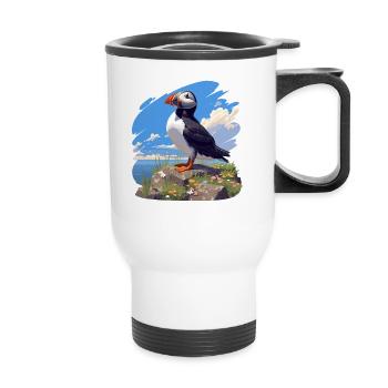 Puffin - Thermal mug with handle - white - Front
