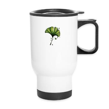 Ginkgo Blatt Aquarell Tinte - Thermobecher mit Tragegriff - Weiß - Vorne