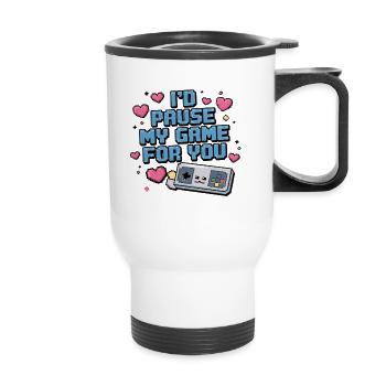 Gamer Liebe Pixelherz - Je fais une pause pour toi - Tasse isotherme avec poignée - blanc - Devant