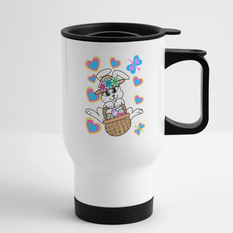 Easter Bunny Easter Bunny Eggs Easter Eggs Easter Thermal mug with handle