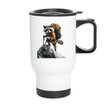 Waschbär - Thermobecher mit Tragegriff - Weiß - Vorne