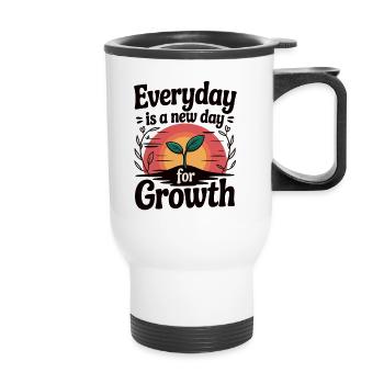 Grandir à chaque jour - Tasse isotherme avec poignée - blanc - Devant