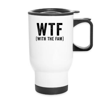 WTF mit der Familie. Lustiges WTF-Familientreffen - Thermobecher mit Tragegriff - Weiß - Vorne