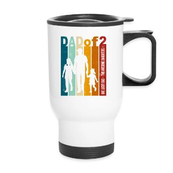 Papa & Töchter Geschenk Vintage Design Vatertag - Thermobecher mit Tragegriff - Weiß - Vorne