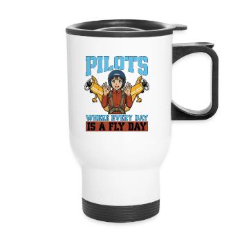 Aerobatic Pilots Where Everyday Is Paragliding - Thermal mug with handle - white - Front