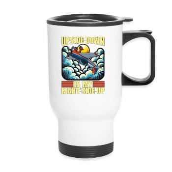 Aerobatic Pilot Upside-Down Is My Right RC Pilot - Thermal mug with handle - white - Front