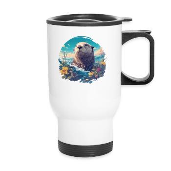 Loutre de mer - Tasse isotherme avec poignée - blanc - Devant