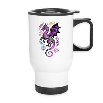 Dragon Cosmique avec Ornements - Tasse isotherme avec poignée - blanc - Devant