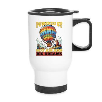 Hot Air Ballooning Powered By Hot Air Balloonist - Thermobecher mit Tragegriff - Weiß - Vorne