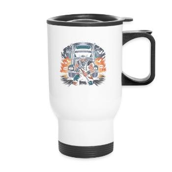 Camionneurs : parce que les répartiteurs ont aussi besoin de héros - Tasse isotherme avec poignée - blanc - Devant