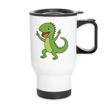 Bébé Iguane de fête - Tasse isotherme avec poignée - blanc - Devant