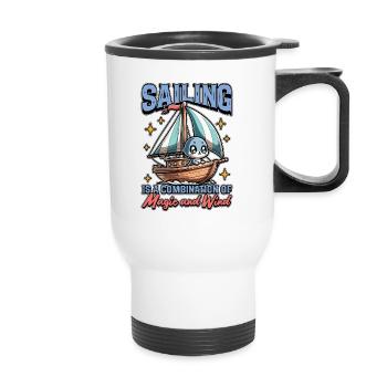 La voile est une combinaison de magie et de navigation - Tasse isotherme avec poignée - blanc - Devant