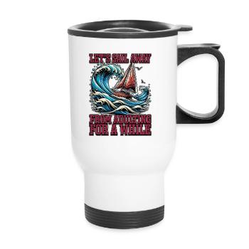 Sailing Let's Sail Away From Adulting Fisherman - Thermal mug with handle - white - Front