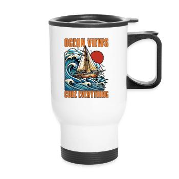 Navigation Vue sur l’océan Cure Everything Pêcheur - Tasse isotherme avec poignée - blanc - Devant