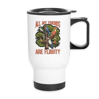 Ornithologie Tous mes amis sont des ornithologues volants - Tasse isotherme avec poignée - blanc - Devant