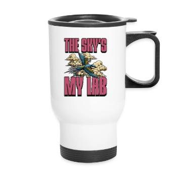 Ornithologie Le ciel est mon labo adore l’observation des oiseaux - Tasse isotherme avec poignée - blanc - Devant