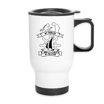 Navigation Mon problème Mon pictogramme Papa Maman Pêcheur - Tasse isotherme avec poignée - blanc - Devant