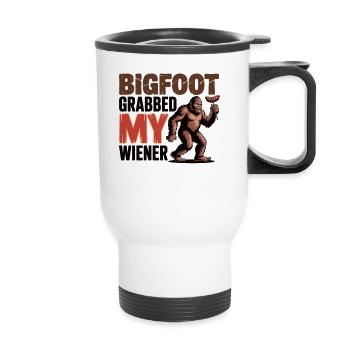 Bigfoot a eu ma saucisse - Tasse isotherme avec poignée - blanc - Devant