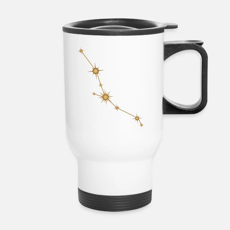 Constellation d’étoiles Taureau Signe de naissance Doré - Tasse isotherme avec poignée - blanc