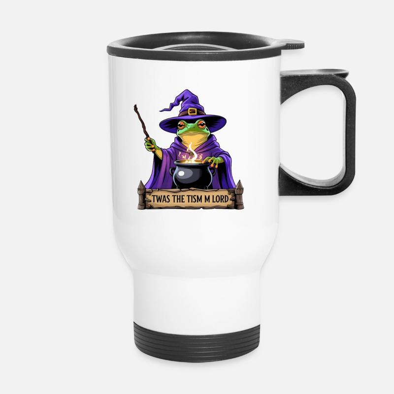 Funny Frog Wizard Twas The Tism M Lord Autism ASD - Thermal mug with handle - white