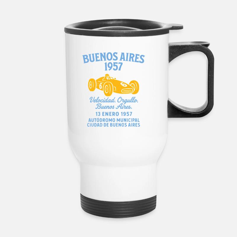 Buenos Aires 1957 | Racing Kult - Thermobecher mit Tragegriff - Weiß