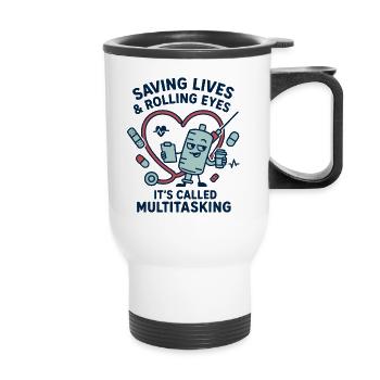 Multitasking Rescue Heart Design - Thermal mug with handle - white - Front