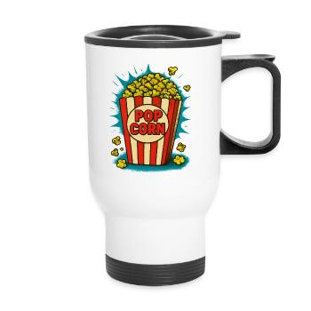 Popcorn - Thermobecher mit Tragegriff - Weiß - Vorne