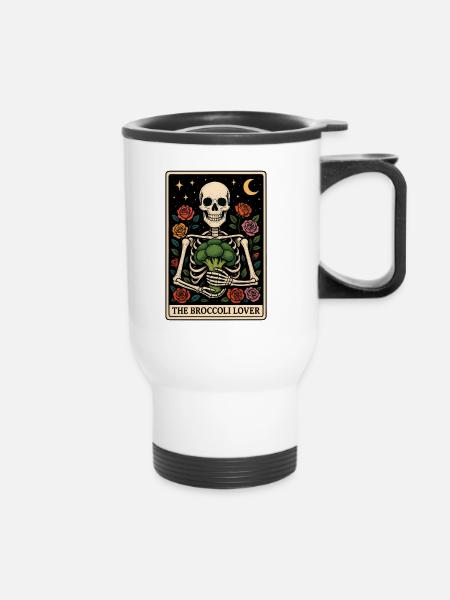 Brokkoli Tarot - Thermobecher mit Tragegriff - Weiß