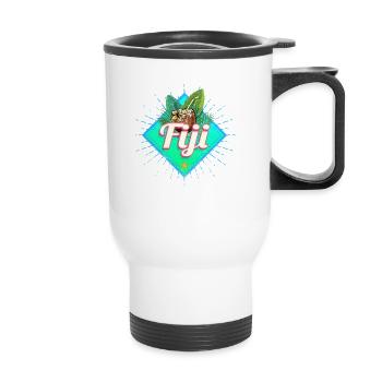 Fidschi Inseln Kokosnuss Urlaub Vintage Souvenir - Thermobecher mit Tragegriff - Weiß - Vorne