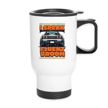 Car Racing I Speak Fluent Vroom Loves Sports Car - Thermal mug with handle - white - Front