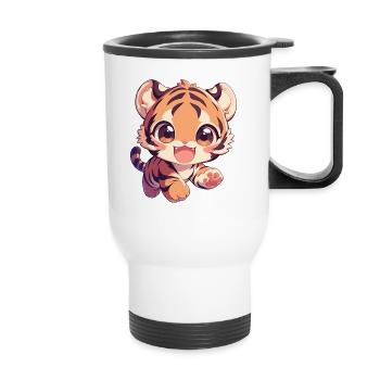 Sumatra-Tiger - Thermobecher mit Tragegriff - Weiß - Vorne