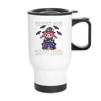 WITCHIN' HOUR HAPPY HOUR - HEXE HALLOWEEN - Thermobecher mit Tragegriff - Weiß - Vorne