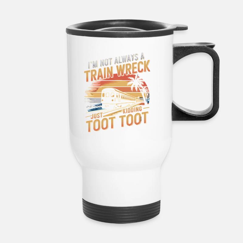 Train Wreck Humor Sunset - Thermal mug with handle - white