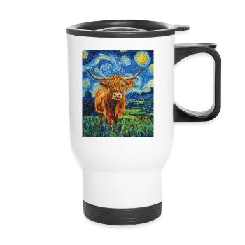 Highland Cow - Thermal mug with handle - white - Front