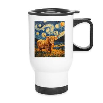 Highland Cow - Thermal mug with handle - white - Front