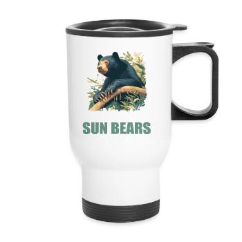 Sun Bear Malaienbär - Thermobecher mit Tragegriff - Weiß - Vorne