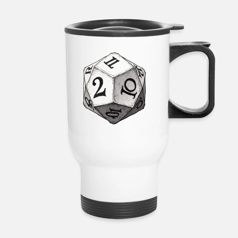Dice with Medieval Numbers – Vintage Dice - Thermal mug with handle - white